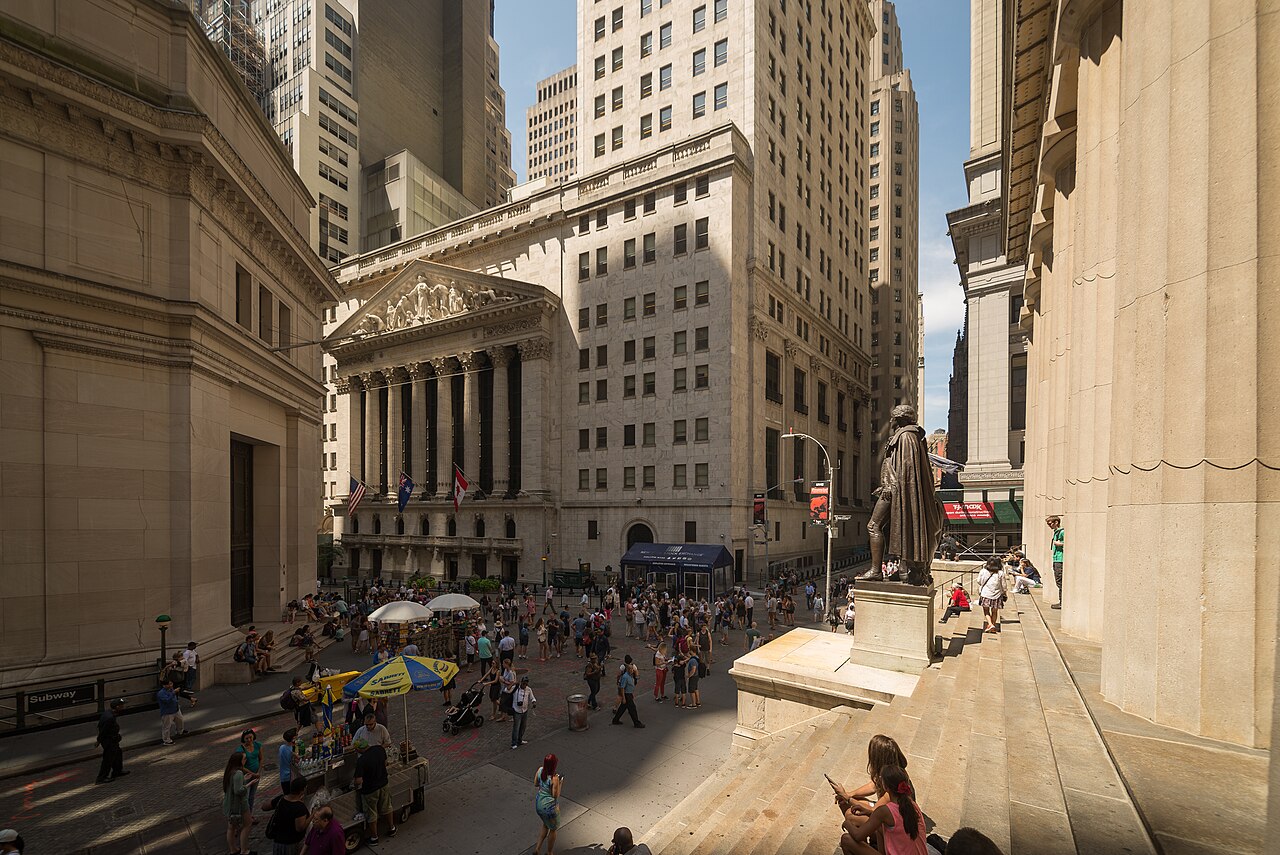 The New York Stock Exchange facade in August 2017.