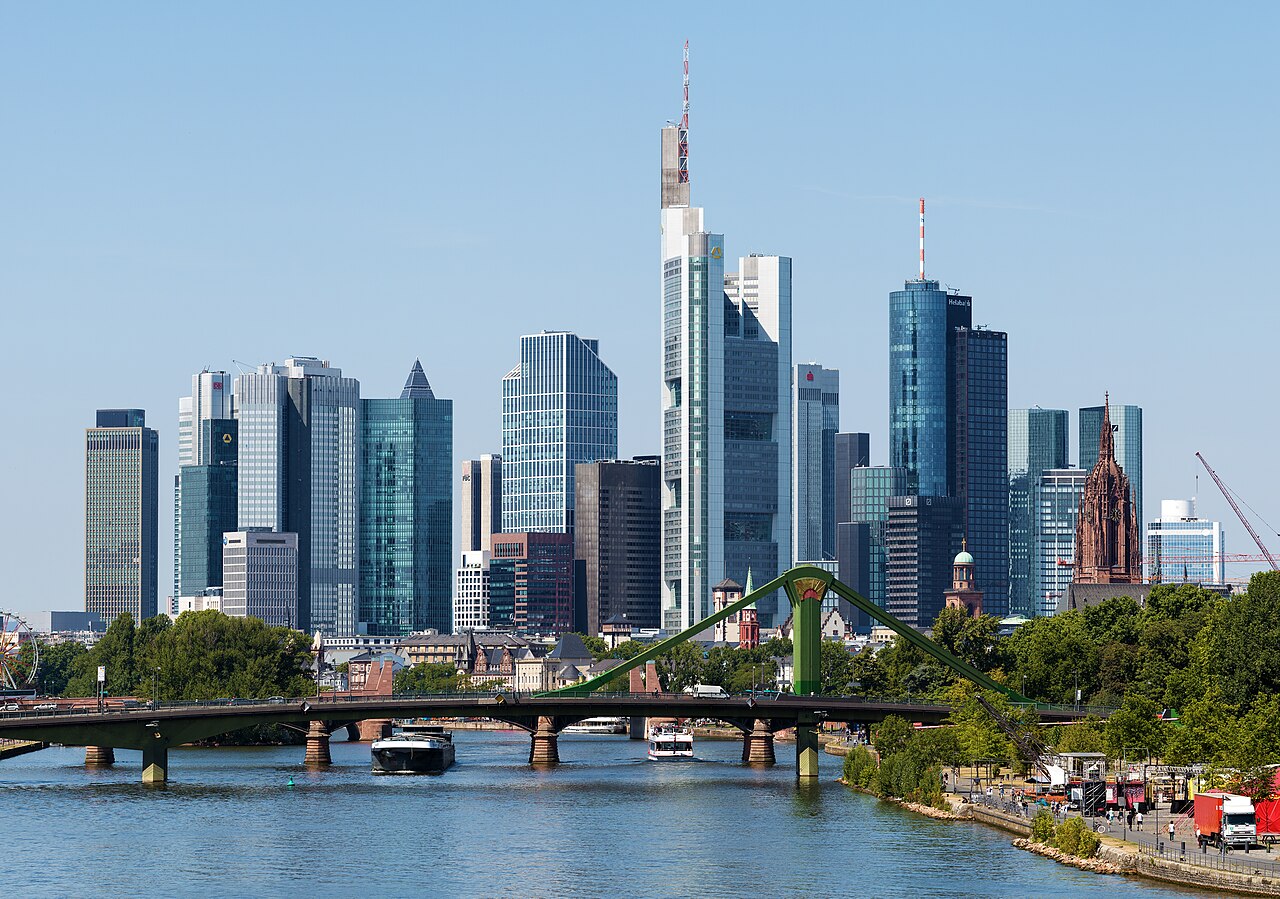 The Frankfurt skyline along the Main, 1 August 2015.